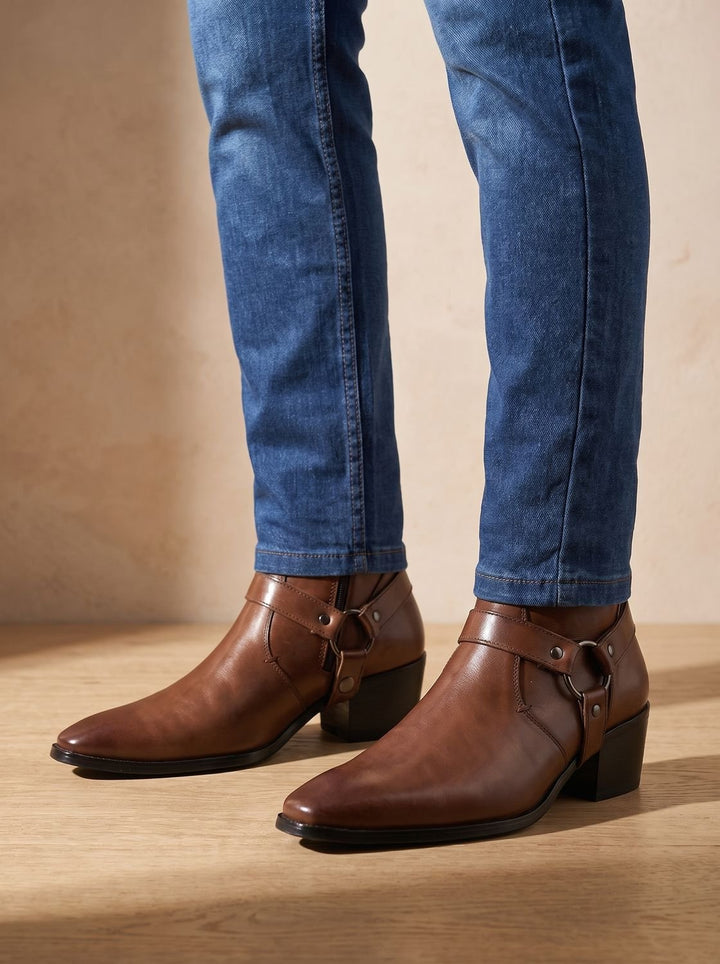 Alden | Men's Harness-Strap Chisel-Toe Leather Ankle Boots