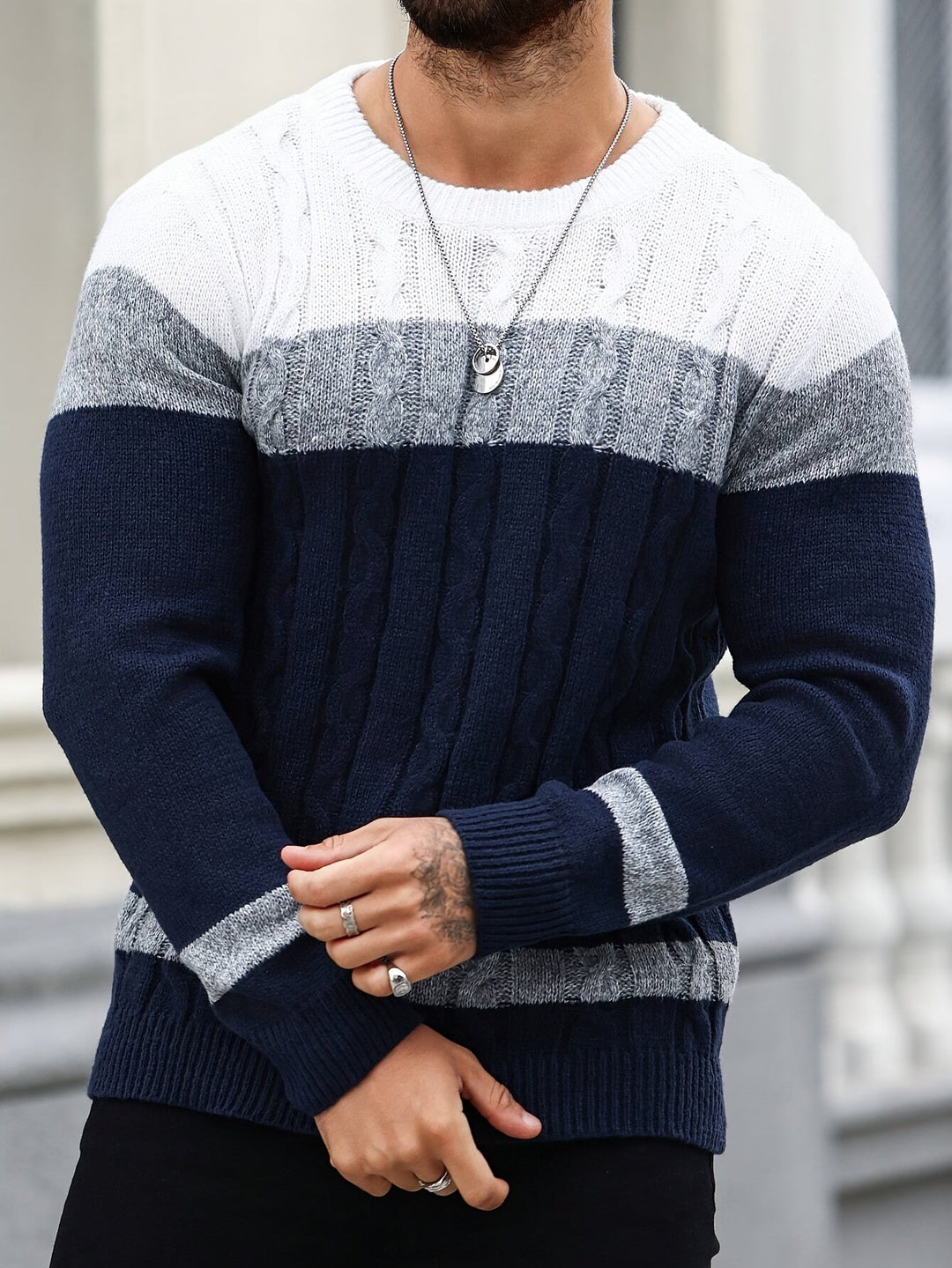 Alonzo | Color Block Knit Sweater