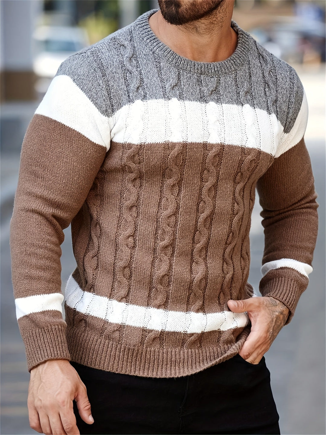 Alonzo | Color Block Knit Sweater