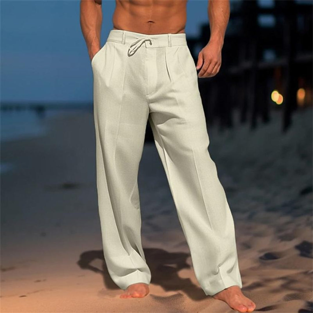 Amos | Men's Wide-Leg Linen Drawstring Casual Pants