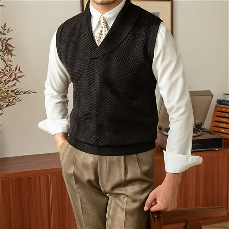 Anderson | Shawl-Collar Knit Sweater Vest