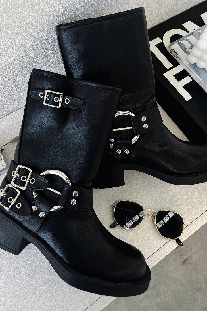 Boots For Women | Ankle Block Heel Buckle Strap
