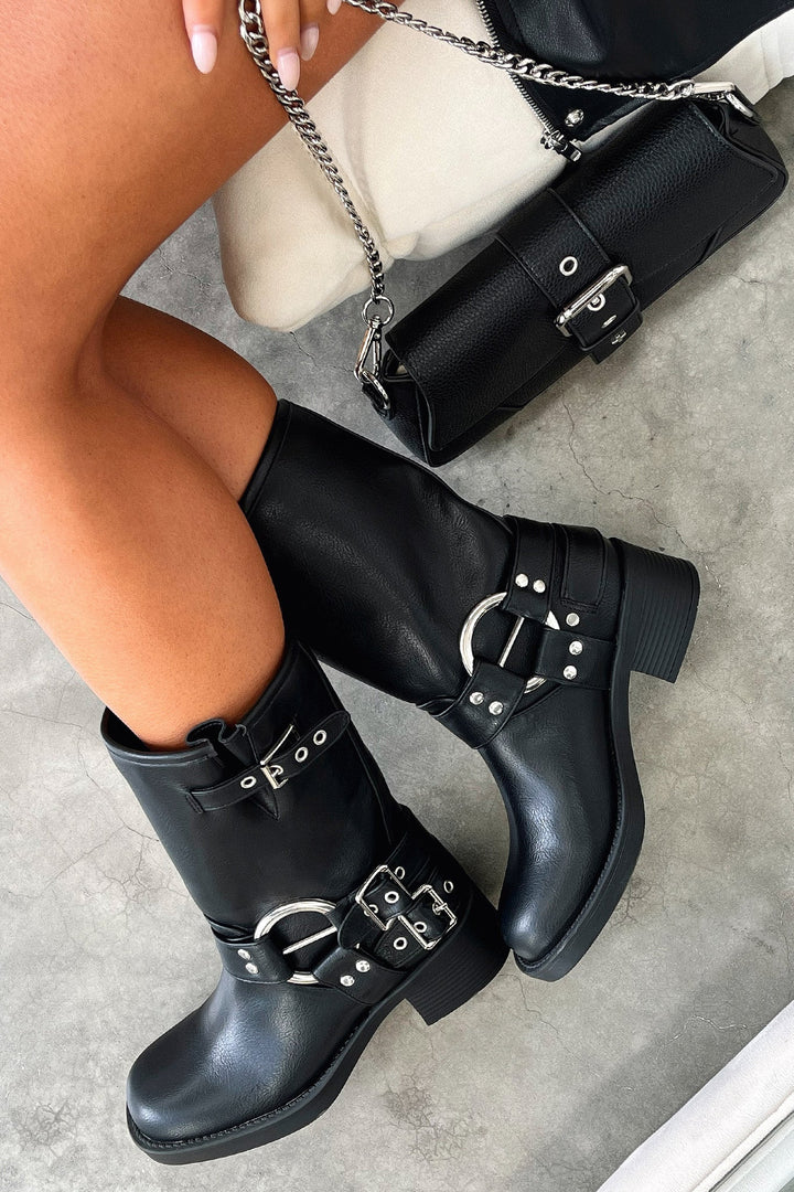 Boots For Women | Ankle Block Heel Buckle Strap