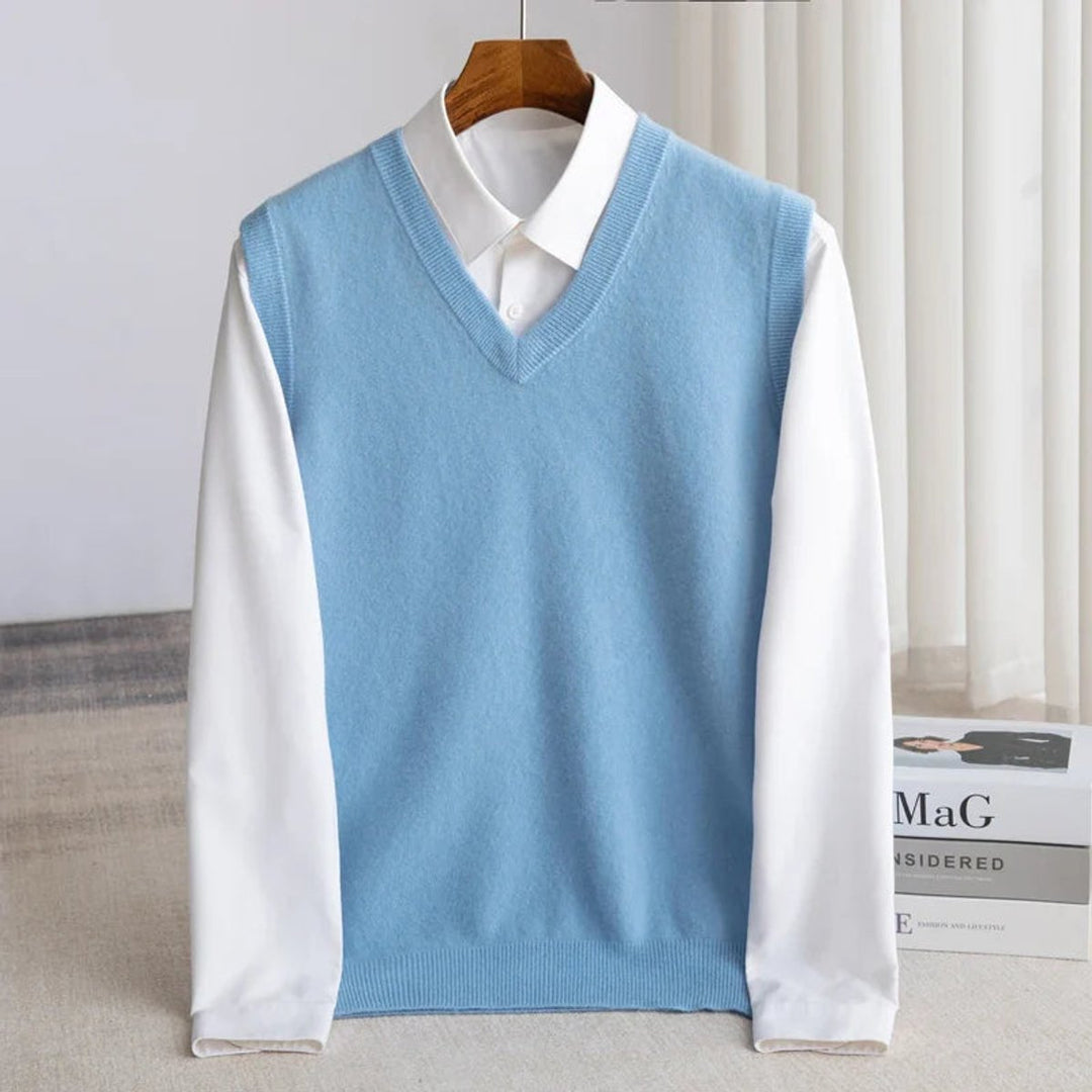 Archer | Men's Merino Wool V-Neck Sweater Vest Layering Knit