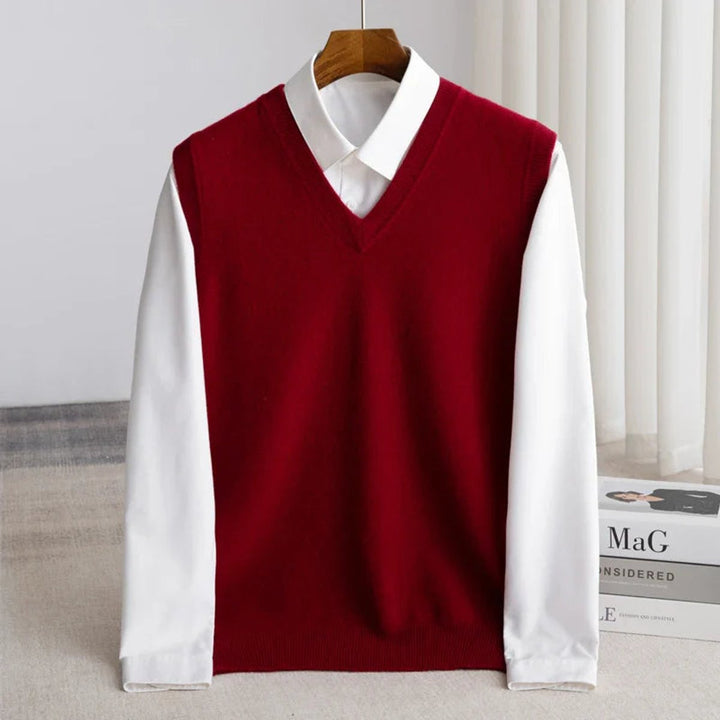 Archer | Men's Merino Wool V-Neck Sweater Vest Layering Knit