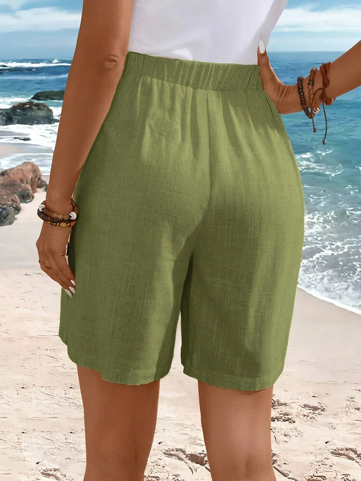 Women's Shorts  | High Waist Button Detail