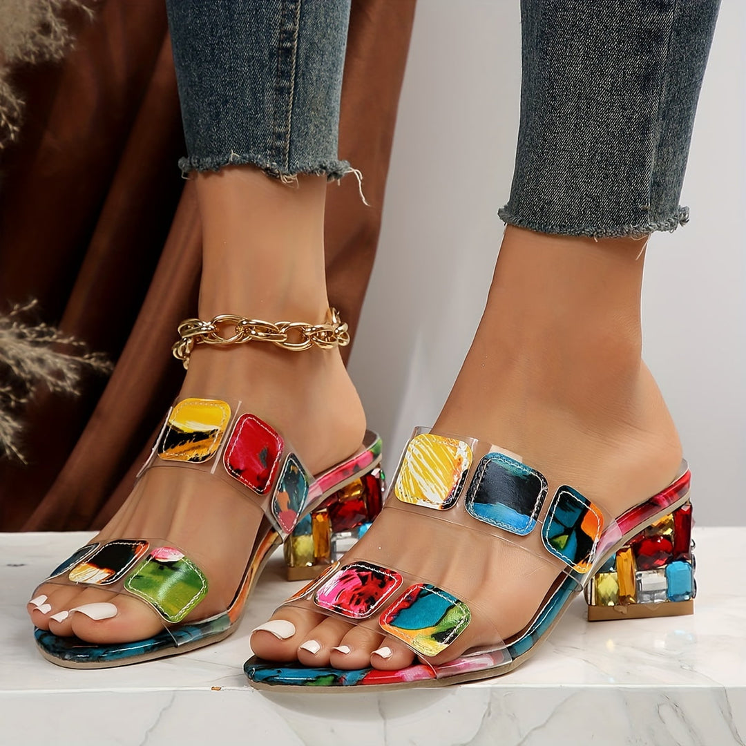 Sandals for  Women | Slip-on Slide Decorative Block Heel