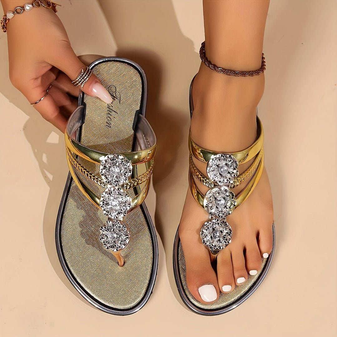Sandals For Women | Rhinestone T-Strap Design