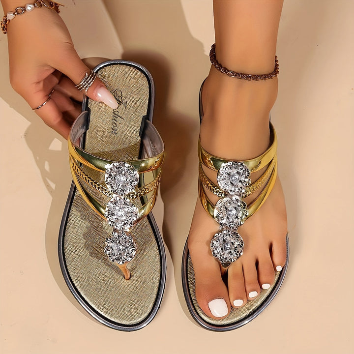 Sandals For Women | Rhinestone T-Strap Design