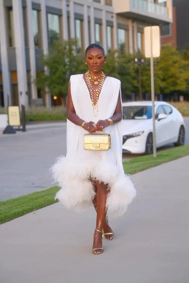 Women’s Dress | V-Neck Textured Hem