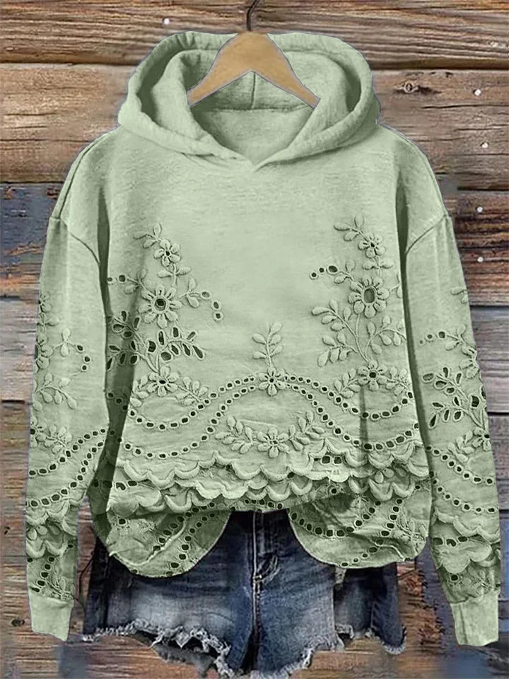 Women’s Hoodie | Floral Eyelet Cutwork