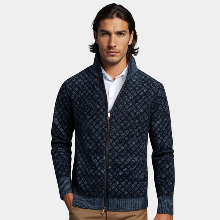 Men's Cardigan | Zip Front Stand Collar