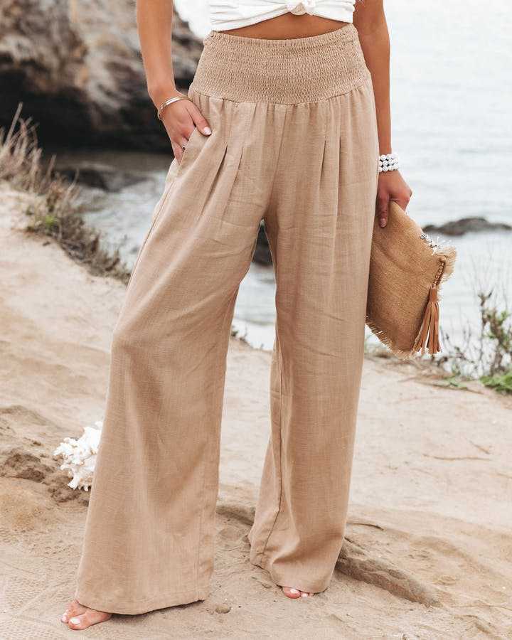 Women's Beach Pants | Elastic Waist Wide Leg