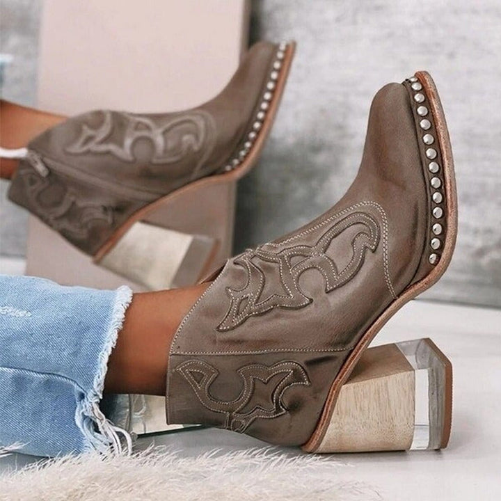 Boots for Women | Decorative Panel Rounded Toe