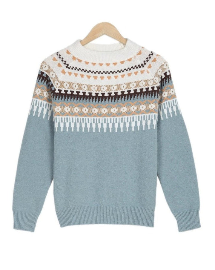 Women's Sweater | Long Sleeve Geometric Motif Pattern