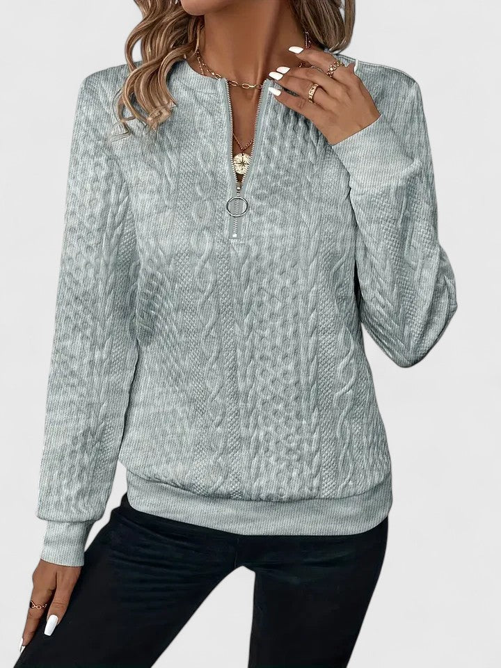 Women’s Sweater | Front Zip Cable Pattern