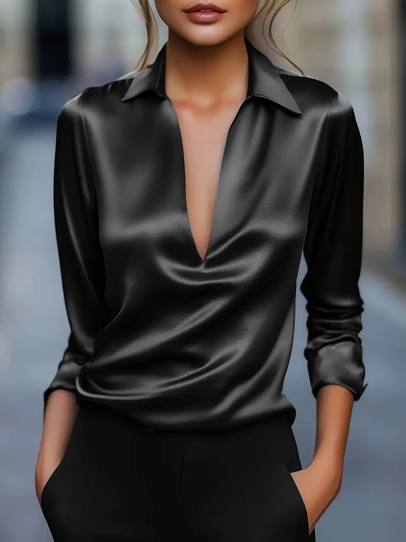 Women’s Blouse | Collared V-Neck