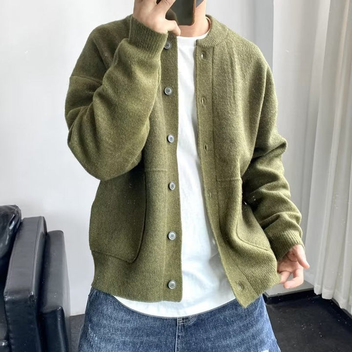 Cassius | Mens Cardigan Relaxed-Fit Button-Front Knit Sweater