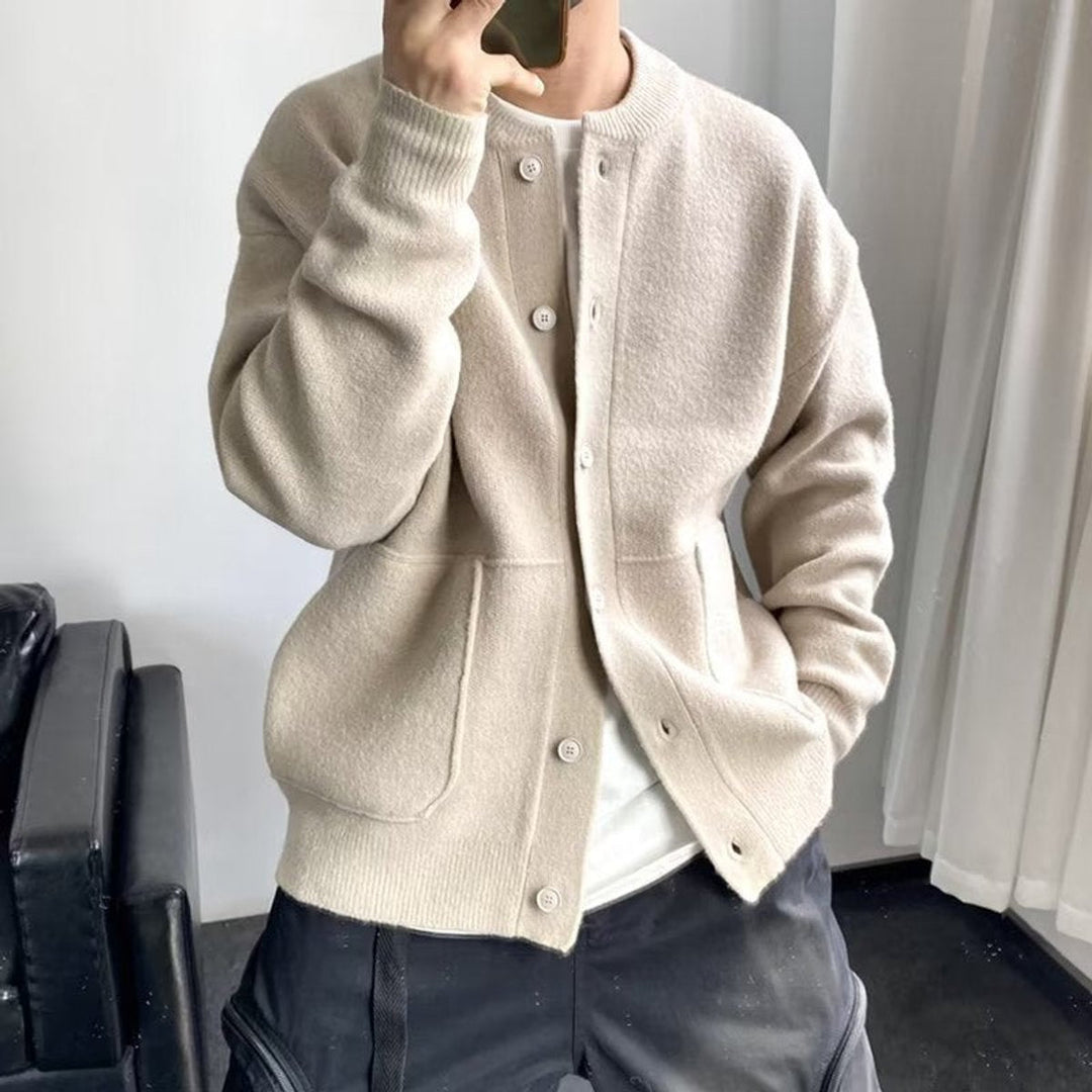 Cassius | Mens Cardigan Relaxed-Fit Button-Front Knit Sweater