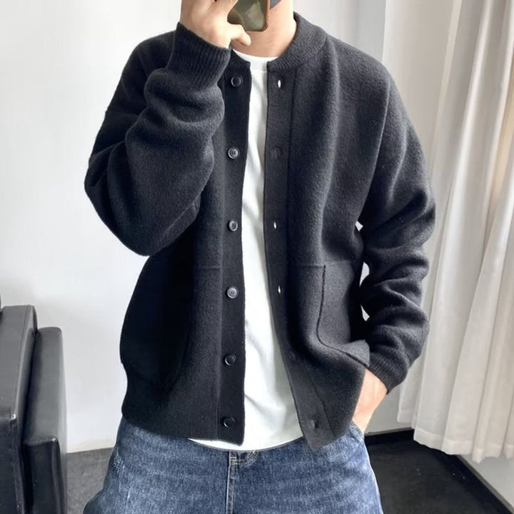 Cassius | Mens Cardigan Relaxed-Fit Button-Front Knit Sweater