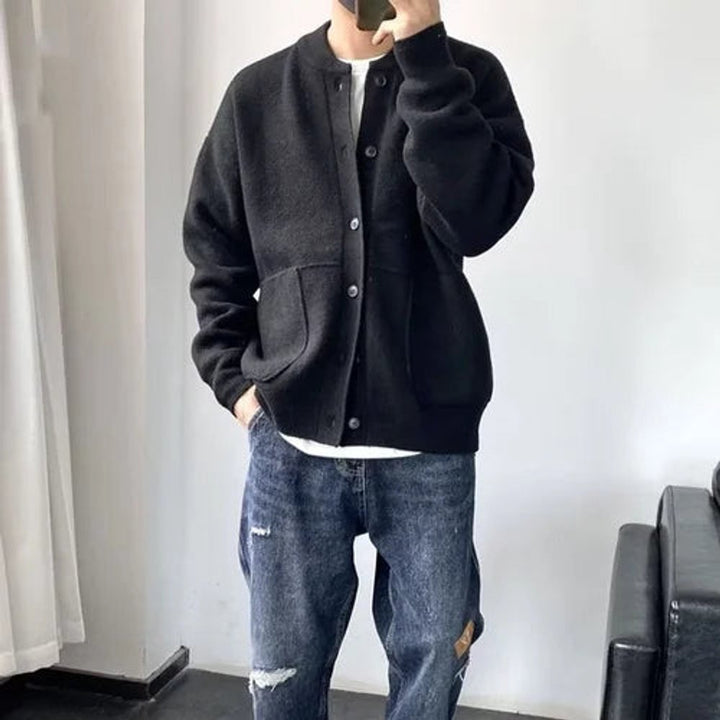 Cassius | Mens Cardigan Relaxed-Fit Button-Front Knit Sweater
