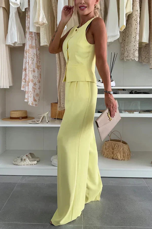 Women’s Matching Set |  Trousers with Sleeveless Button Vest