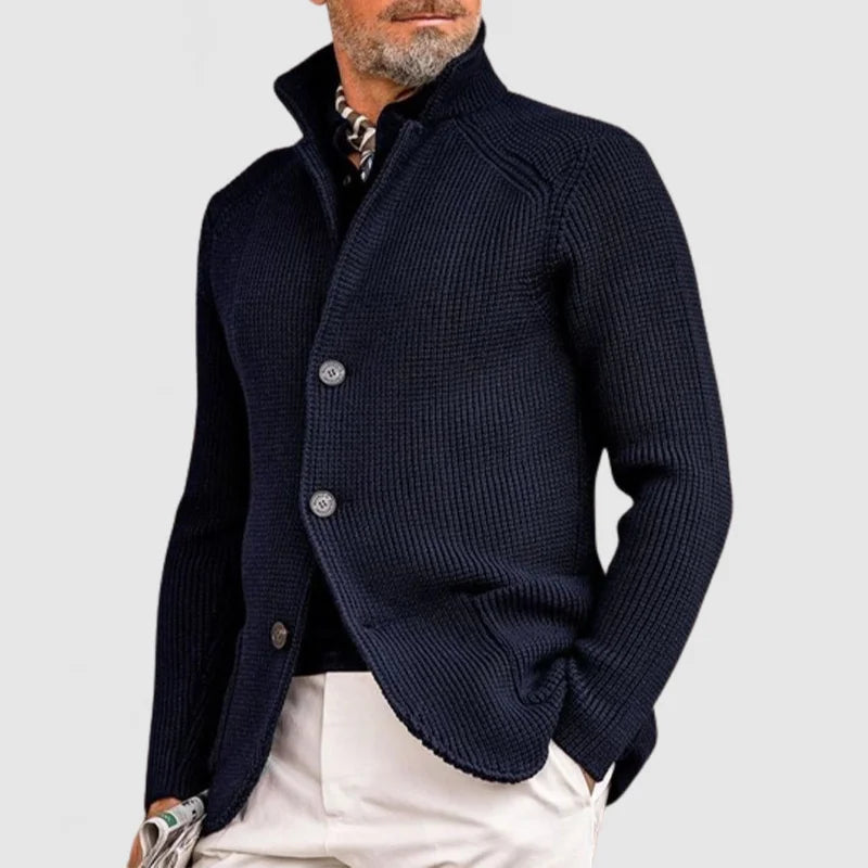 Men’s Cardigan | Button Front Stand Collar