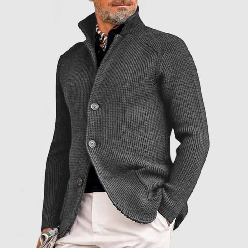 Men’s Cardigan | Button Front Stand Collar