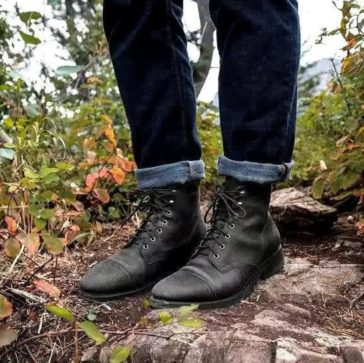 Cyrus | Men's Lace-Up Cap-Toe Leather Ankle Boots
