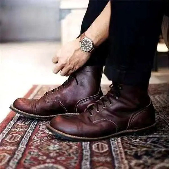 Cyrus | Men's Lace-Up Cap-Toe Leather Ankle Boots