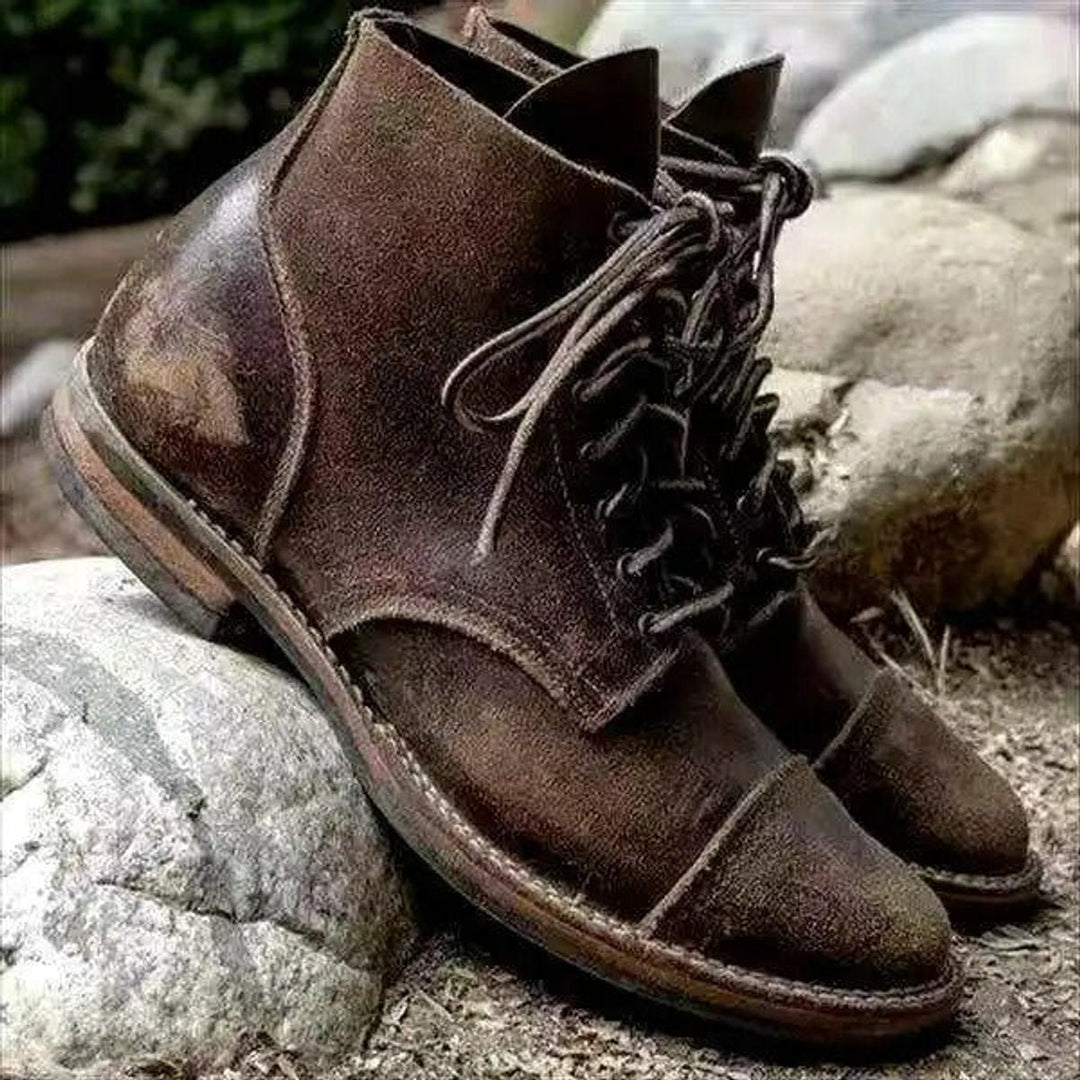 Cyrus | Men's Lace-Up Cap-Toe Leather Ankle Boots