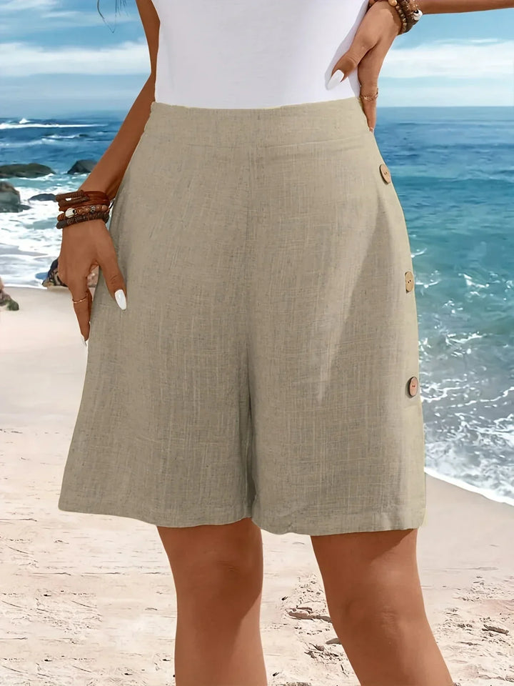 Women's Shorts  | High Waist Button Detail