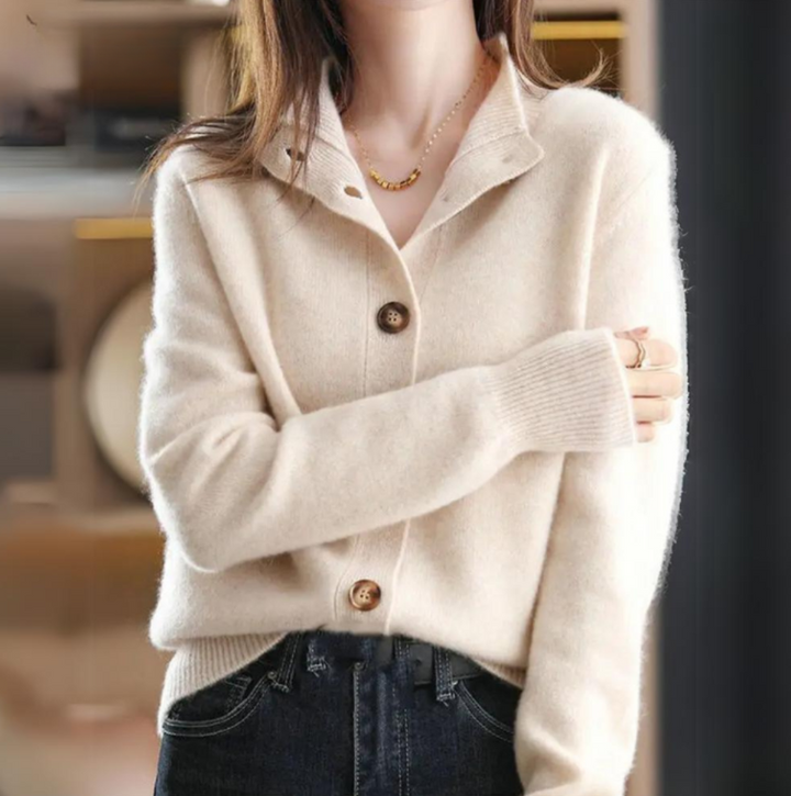 Women's Cardigan | Ribbed Trim Straight Silhouette