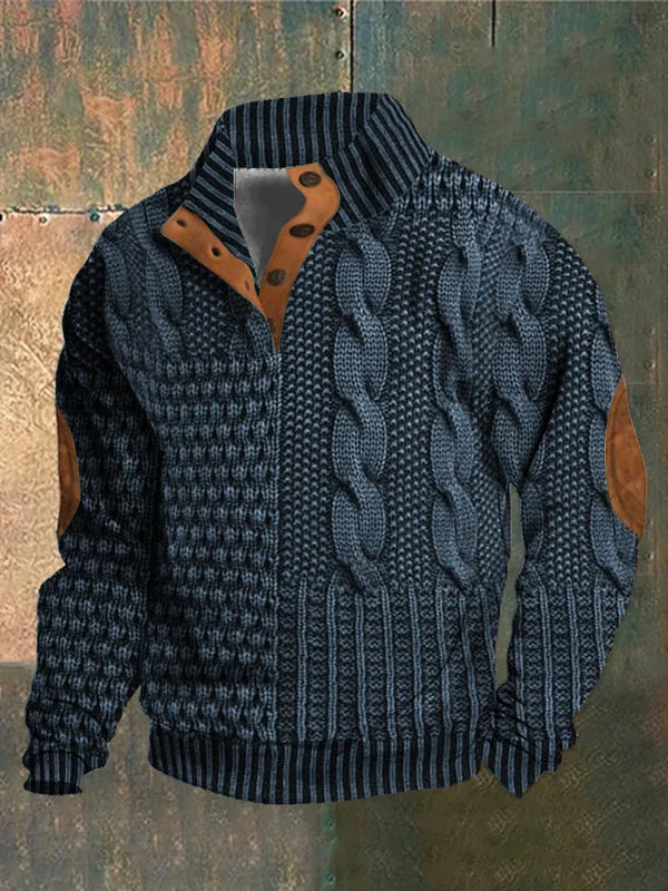 Men’s Sweater | Button Neck Cable Knit