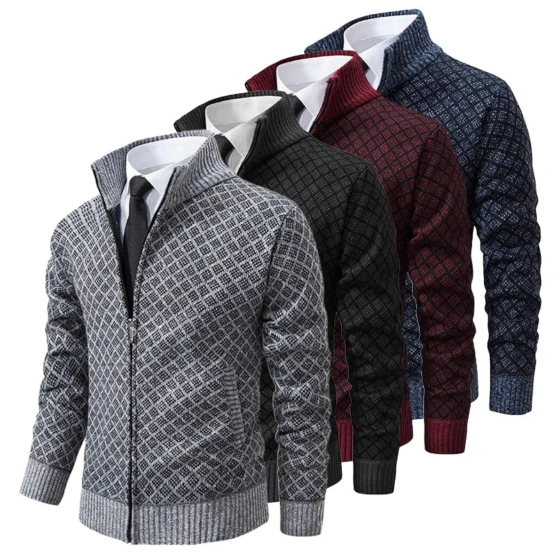 Men's Cardigan | Zip Front Stand Collar