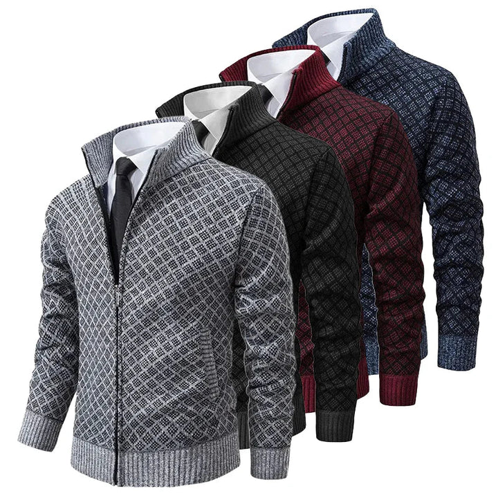 Men's Cardigan | Zip Front Stand Collar