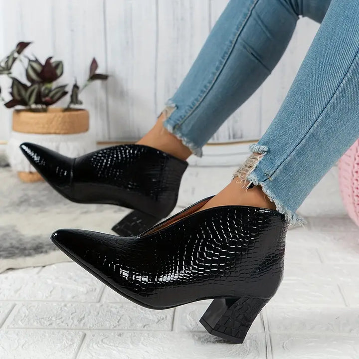 Boots for Women | Textured Upper Design Block Heel