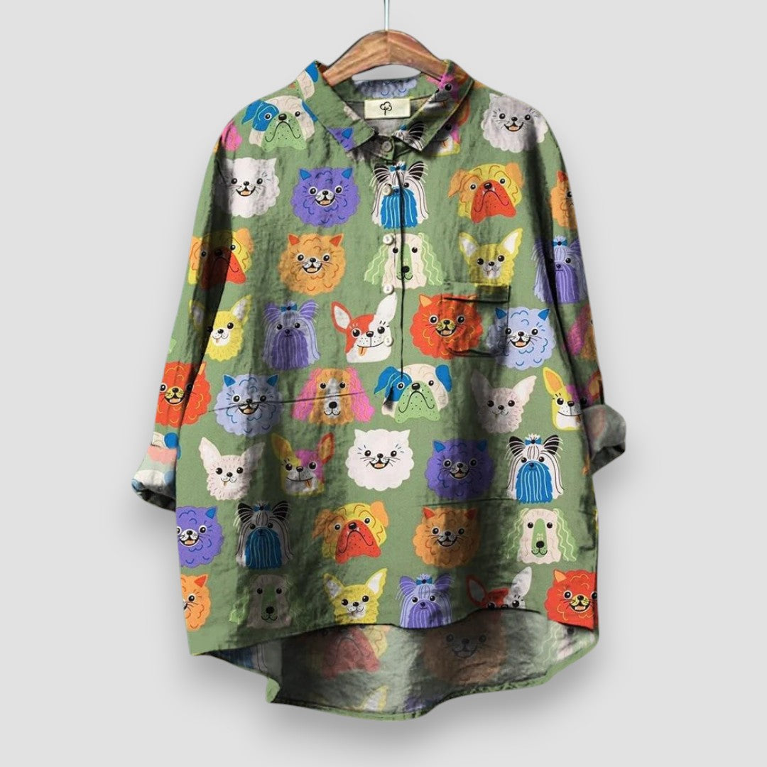 Women’s Blouse | Graphic Button Front
