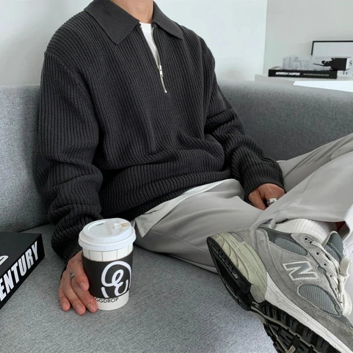 Men’s Sweater | Quarter Zip Textured Knit