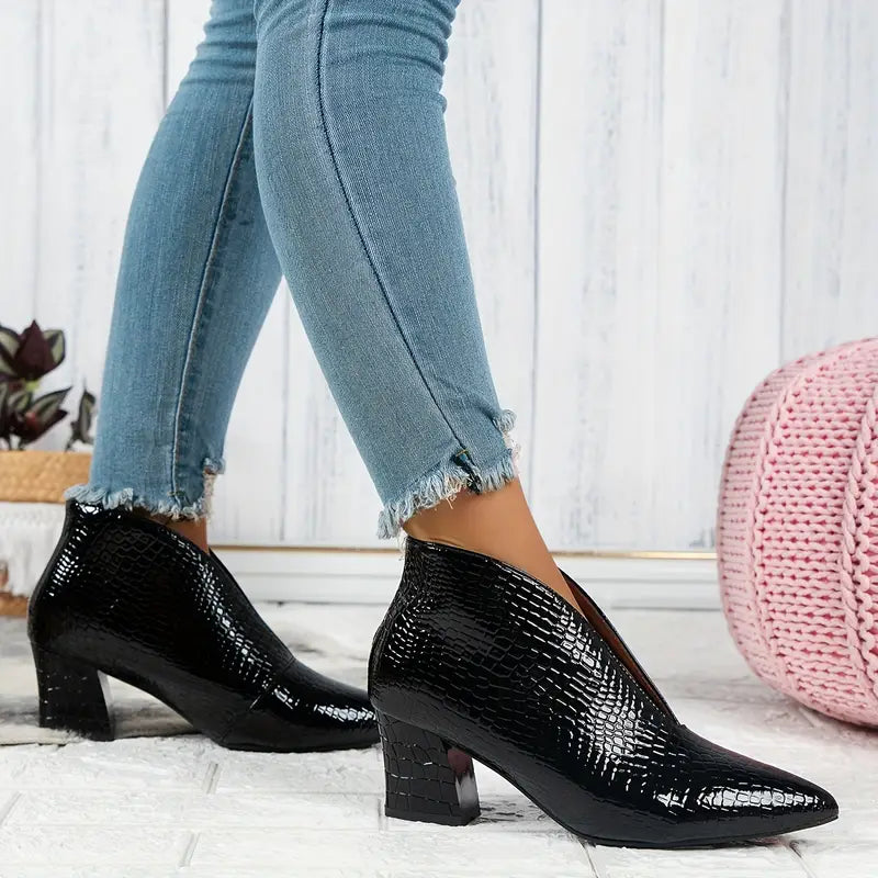 Boots for Women | Textured Upper Design Block Heel