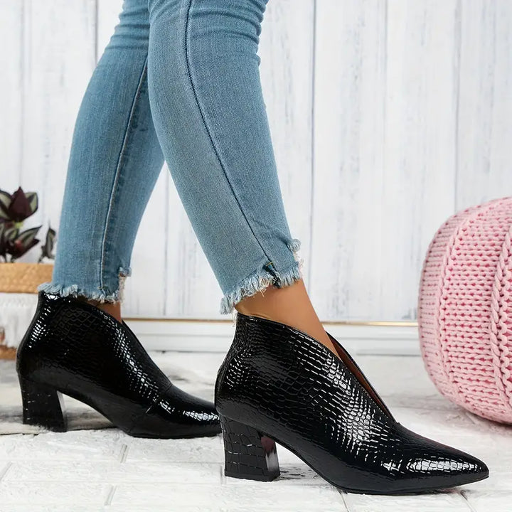 Boots for Women | Textured Upper Design Block Heel