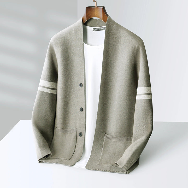 Men’s Cardigan | Button Front Stripe Detail