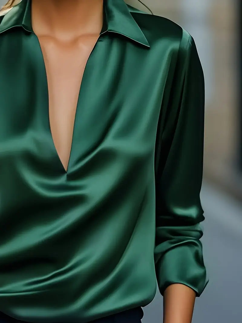 Women’s Blouse | Collared V-Neck