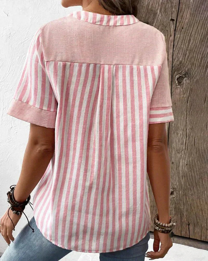 Women's Blouse | Button Front Stripe Panel
