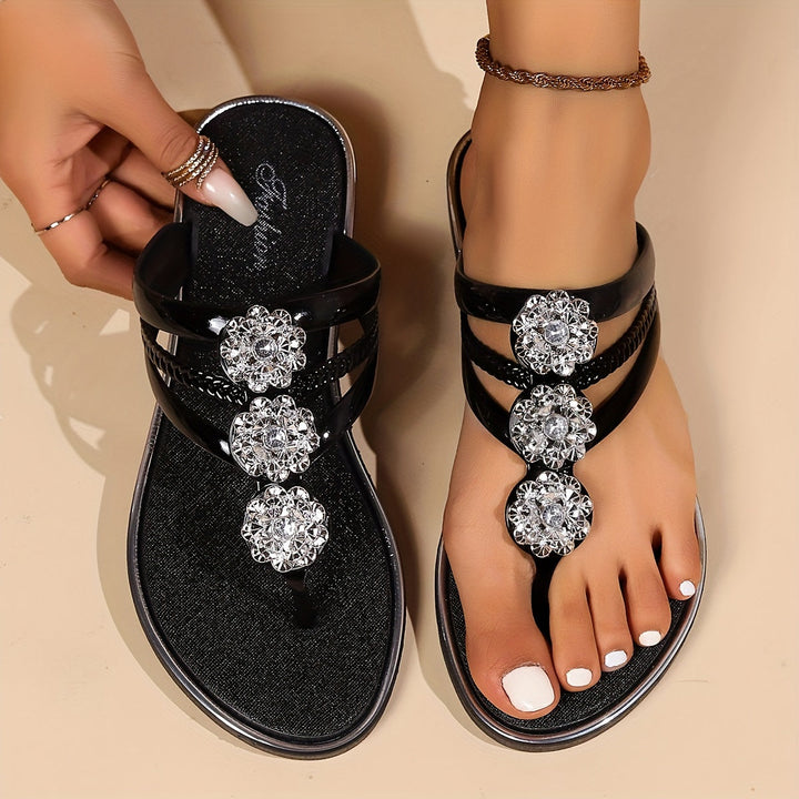 Sandals For Women | Rhinestone T-Strap Design