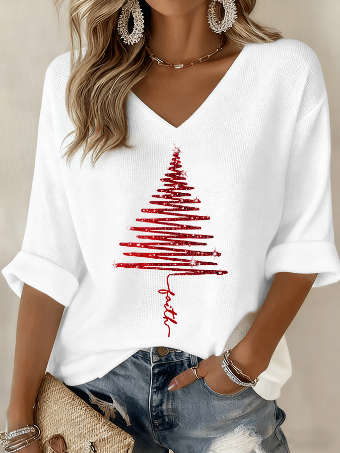 Women’s Blouse | Graphic Print V-Neck