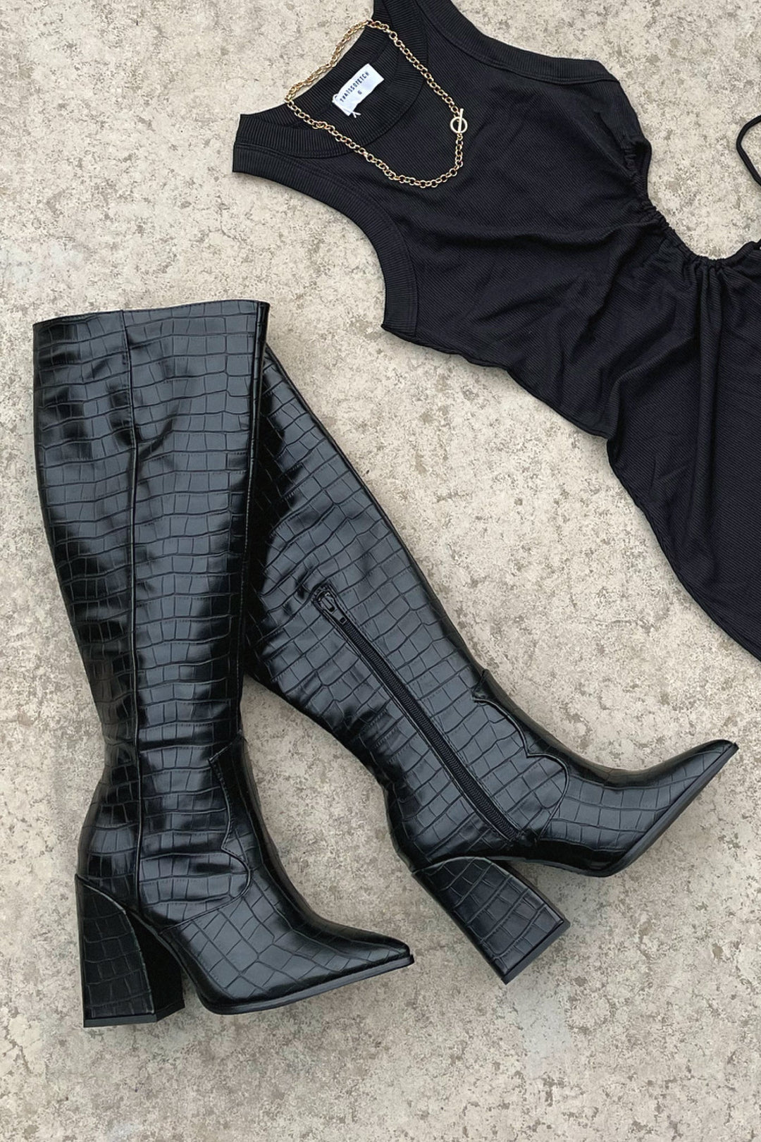 Boots For Women | Croc Pattern Knee-High