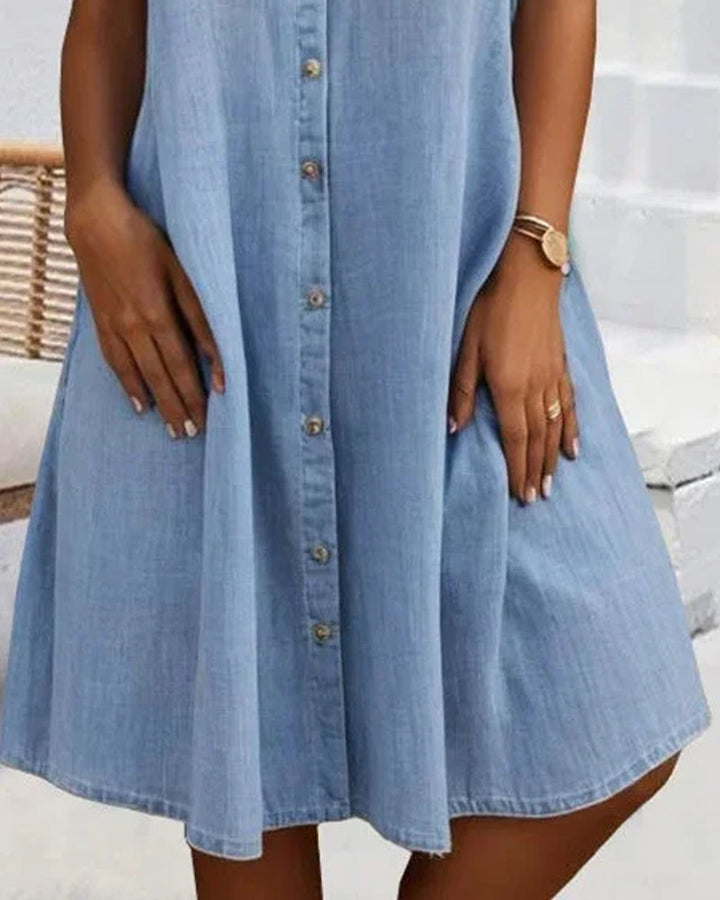 Women's Dress | Front Pockets Collared Neckline