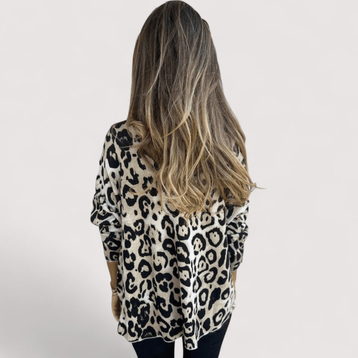Women's Blouse | Leopard Print Round Neckline