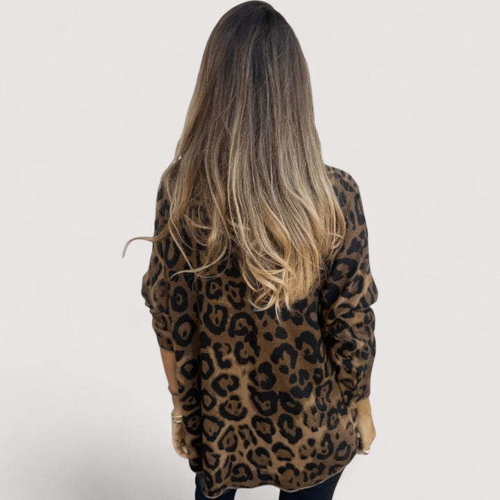 Women's Blouse | Leopard Print Round Neckline